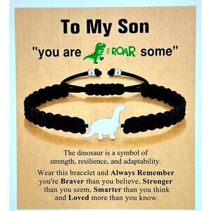 Adjustable Dinosaur Woven Wristband Bracelet To My Son